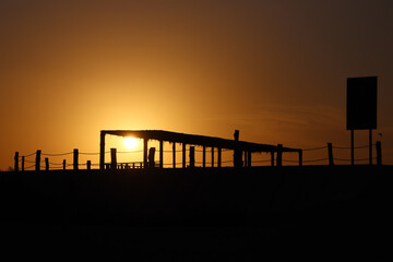 silhouette structure during Golden hour 