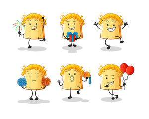 bread with honey celebration set character. cartoon mascot vector