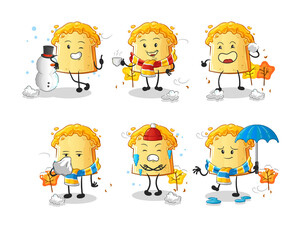 bread with honey in cold weather character mascot vector