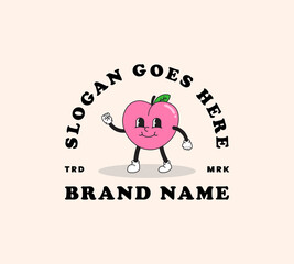 peach logo mascot character retro style