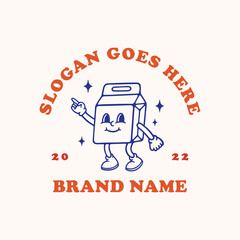 food box logo mascot character retro style