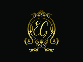 AG initial letter luxury monogram logo,elegant ornamen jewelry, emblem of love shape heart