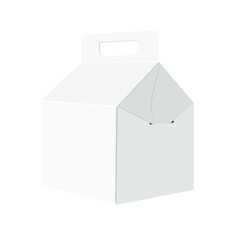 Cardboard Carry Packaging Box For Fast Food Meal, Gift Or Other Products. Illustration Isolated On White Background. Mock up Template Ready For Your Design. Vector