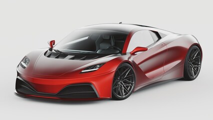 Fototapeta na wymiar 3D rendering of a brand-less generic concept car 