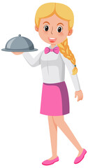 Cute waitress serving food