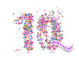 10 birthday text years colorful confetti