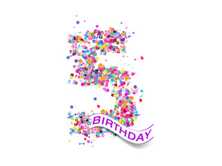 5 birthday text years colorful confetti