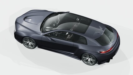 3D rendering of a brand-less generic concept car	
