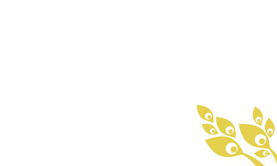 white background with leaf motif in the bottom corner