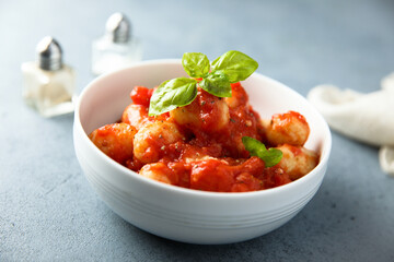 Homemade gnocchi with tomato sauce
