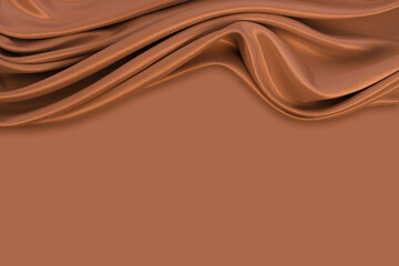 Beautiful elegant wavy beige / light brown satin silk luxury cloth fabric texture, abstract...