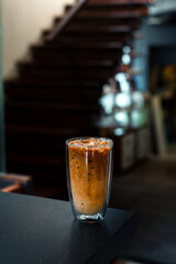 iced coffee wtih milk ready to drink at cafe​
