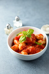 Homemade gnocchi with tomato sauce