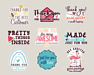 Small business stickers bundle. Vector business badges collection. Small business sticker pack. Thanks for shopping small quotes
