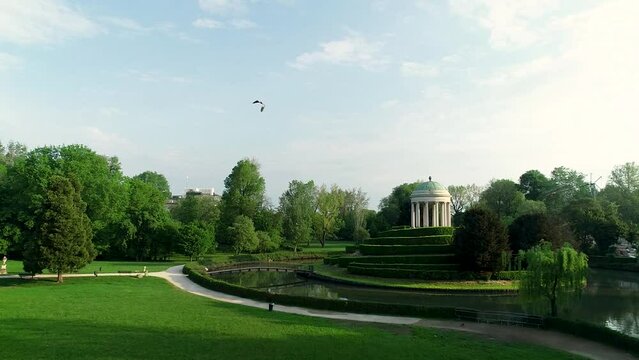 The small temple of Querini park in Vicenza, Veneto, Italy - Drone 