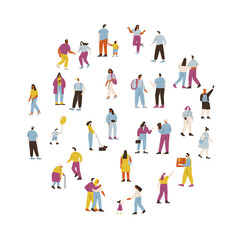 Fototapeta na wymiar Crowd. Different People vector set. Male and female flat characters isolated on white background