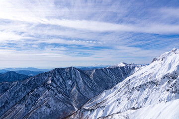 谷川岳からの眺望　冬の山並み