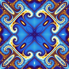 Abstract digital geometrical pattern. Symmetric ornate pattern.