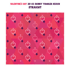 Vector design with heart symbols on ink background form Valentines Day. 20 oz skinny tumbler design