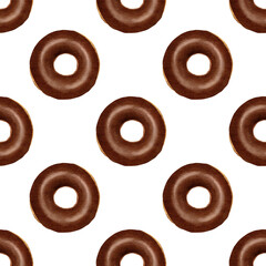watercolor donuts on a background seamless pattern