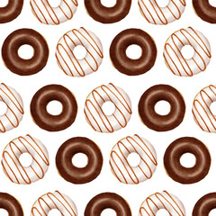watercolor donuts on a background seamless pattern