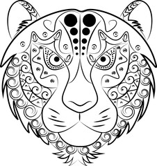 zentangle animal tiger black and white