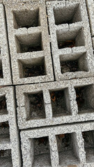 concrete blocks stacked in a row