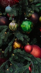 decorated Christmas tree in the garden