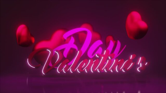 Day Valentine&acute;s Pink | Red, Pink Metallic 3d Background, 4k. Apple ProRes. Loop, hearts for Valentine's day, Valentines day.