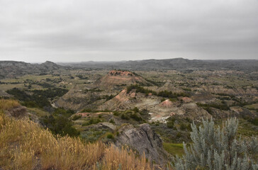Painted Canyon with Rolling Colorful Mounds in the Badlands