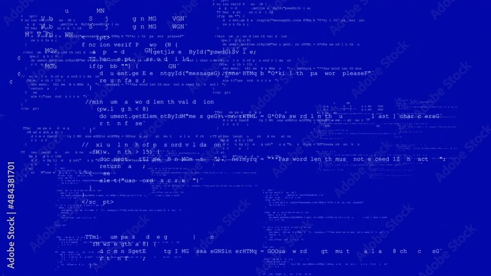 Wall mural programming code error blue screen background