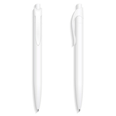 Mockup Pen, Pencil, Marker Set Of Corporate Identity And Branding Stationery Templates. Illustration Isolated On White Background. Mock Up Template Ready For Your Design. Vector