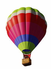 3d render, color hot air balloon, isolated white