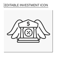  Business line icon. Banking. Government building for investitions.Investment concept. Isolated vector illustration. Editable stroke