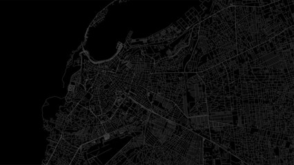 Luanda map city poster province, black horizontal background vector map. Municipality area road map. Widescreen skyline panorama.