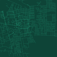 Belmopan map city poster province, green horizontal background vector map. Municipality area road map. Widescreen skyline panorama.
