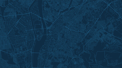 Cairo map city poster province, blue horizontal background vector map. Municipality area road map. Widescreen skyline panorama. - obrazy, fototapety, plakaty