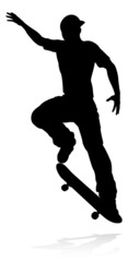Fototapeta na wymiar Silhouette Skater Skateboarder