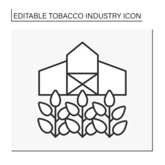  Tobacco cultivation line icon. Growth, preparation for sale, shipment, advertisement, and distribution of tobacco products.Tobacco industry concept. Isolated vector illustration. Editable stroke