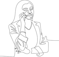 Vector illustration. Continuous line drawing of Recruiter and candidate during job interview. One continuous line is the concept. 