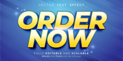 Creative editable text effect Order Now with blue background