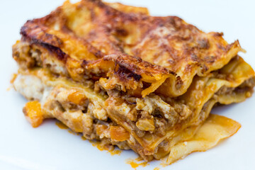 Freshly cooked lasagne
