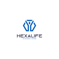 Hexagon Life Vector Logo Design Template. Universal Premium Creative Symbol.