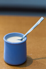 Pot of organic yogurt