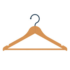 Wooden hanger. Empty hanger as a template for different things. Vector illustration flat design. Isolated on white background.