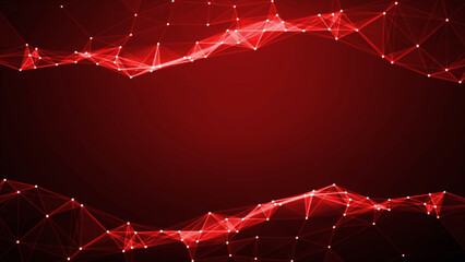 ill - Red abstract plexus background for presentations, logo with moving elements