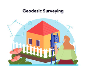 Surveyor concept. Land surveying technology, geodesy science. - obrazy, fototapety, plakaty