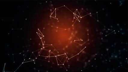 ill - Red abstract plexus background for presentations, logo with moving elements