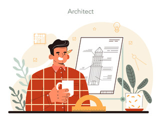 Architect concept. Idea of architectural project and construction