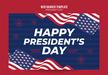 Happy Presidents day in United States. Federal holiday in America. Celebrated in February. Poster, web banner, space area and background